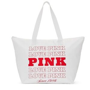 PINK Victoria's Secret White Tote with Red Logo